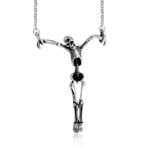 Wholesale Stainless Steel Human Skeleton Bones Shaped Necklace