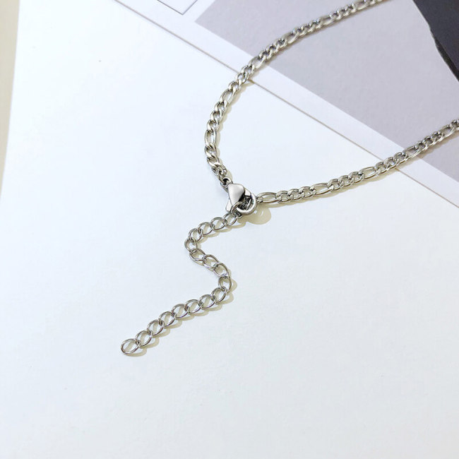 Wholesale Stainless Steel Heart Padlock Figaro Chain Necklace