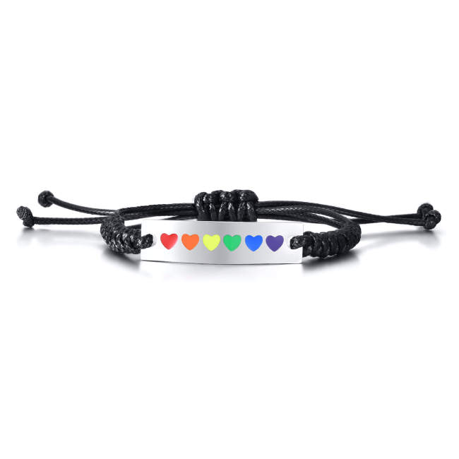 Wholesale Stainless Steel Rainbow Heart Braid Bracelet