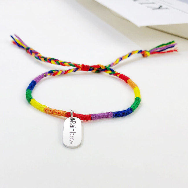 Wholesale Stainless Steel Thin Rope Colorful Rainbow Bracelets