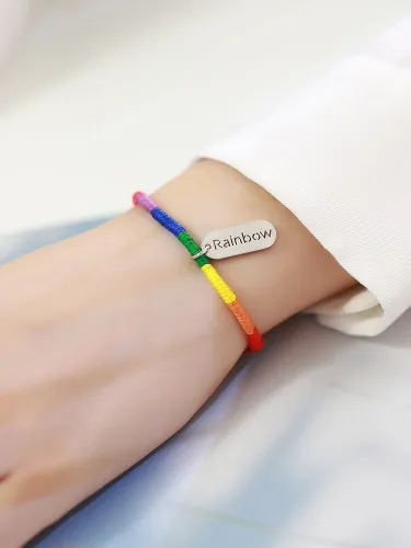 Wholesale Stainless Steel Thin Rope Colorful Rainbow Bracelets