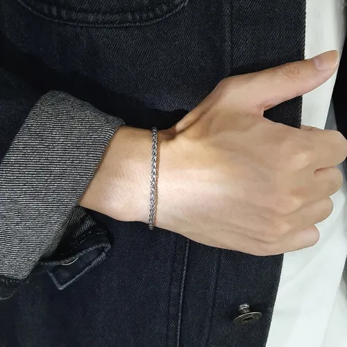 Wholesale Stainless Steel Mens Spiga Wheat Chain Bracelet