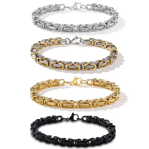 Wholesale Stainless Steel Byzantine Chain Bracelet For Men