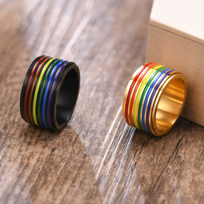 Wholesale Stainless Steel Gay Pride Rainbow Ring