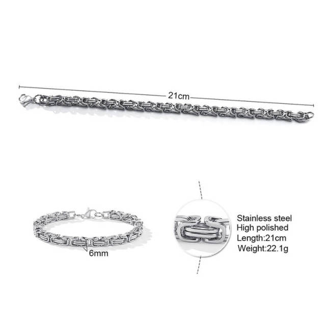 Wholesale Stainless Steel Byzantine Chain Bracelet For Men