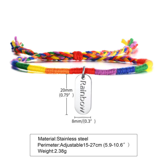 Wholesale Stainless Steel Thin Rope Colorful Rainbow Bracelets