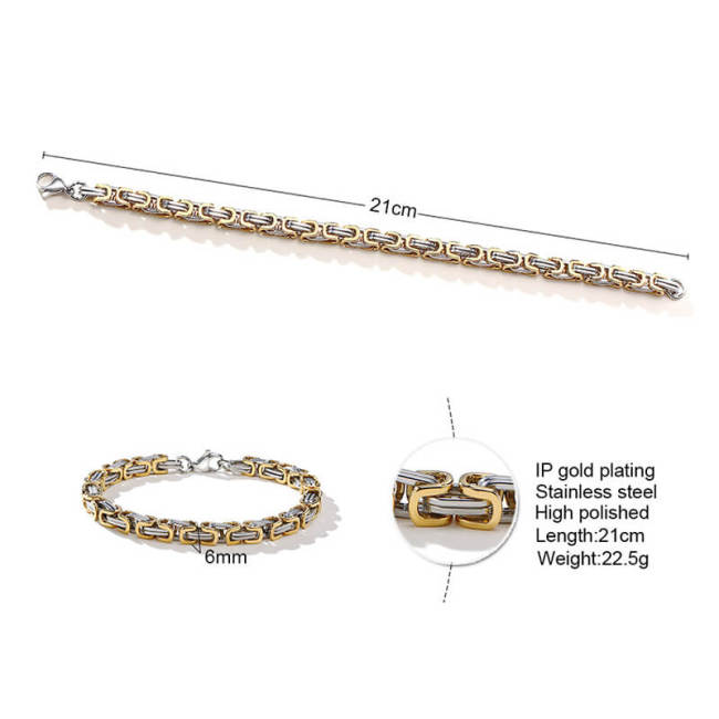 Wholesale Stainless Steel Byzantine Chain Bracelet For Men