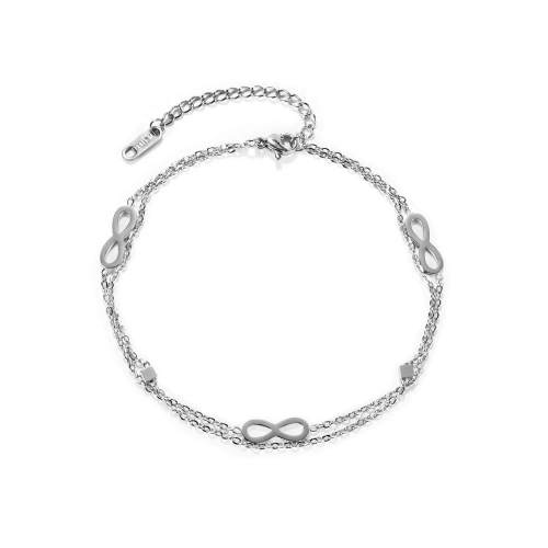 Wholesale Stainless Steel Double Layer Infinity Anklet