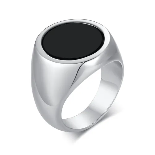 Wholesale Stainless Steel Circle Black Enamel Seal Ring