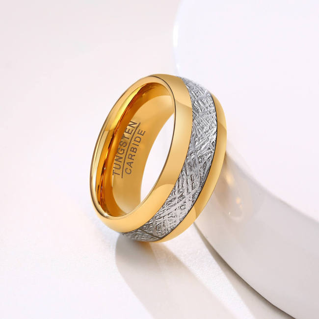 Wholesale Two-tone Embossed Tungsten Wedding Ring