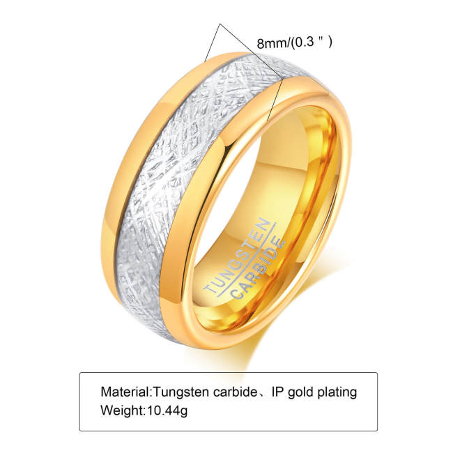 Wholesale Two-tone Embossed Tungsten Wedding Ring