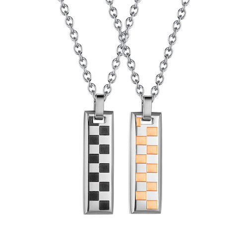 Wholesale Stainless Steel Mosaic Couple Pendant Necklace