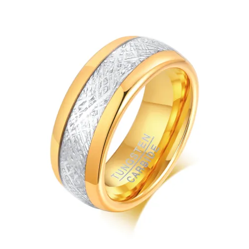 Wholesale Two-tone Embossed Tungsten Wedding Ring