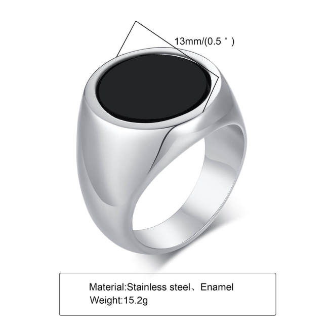 Wholesale Stainless Steel Circle Black Enamel Seal Ring