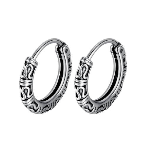 Wholesale Stainless Steel Hip Hop Totem Hoop Earrings