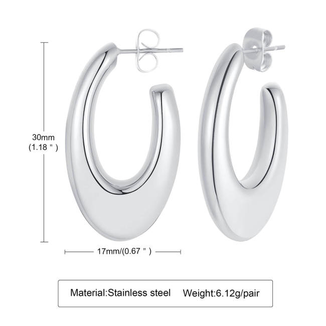 Wholesale Stainless Steel Fashion C Shape Stud Earrings