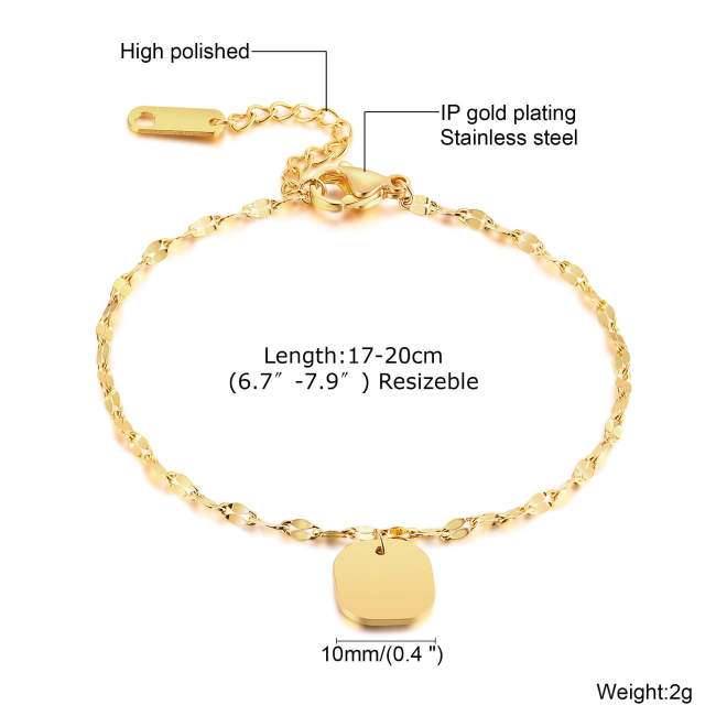 Wholesale Stainless Steel Women Coffee Bean Bracelet with Disc