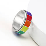 Wholesale Stainless Steel Rainbow Flag Spinner Ring