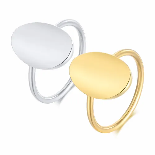 Wholesale Stainless Steel Women Oval Engravable Signet Ring