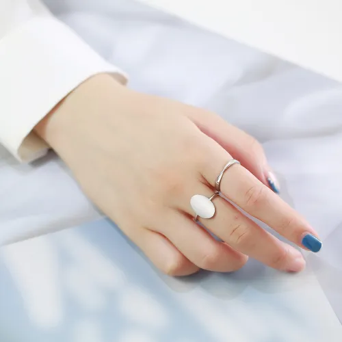 Wholesale Stainless Steel Women Oval Engravable Signet Ring