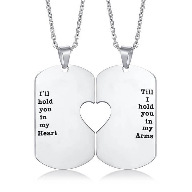 Wholesale Stainless Steel Couple Dog Tag Matching Heart  Pendant