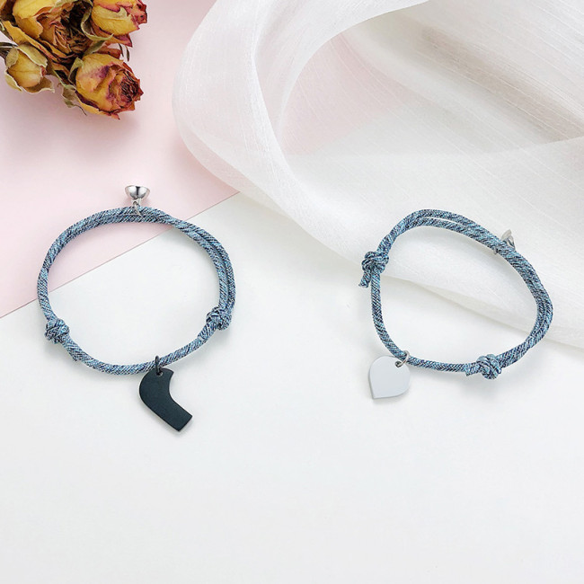 Wholesale Stainless Steel Heart Matching Couple Bracelet