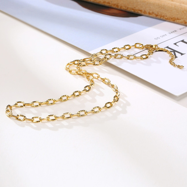 Wholeasle Stainless Steel Hammered Link Chain Necklace