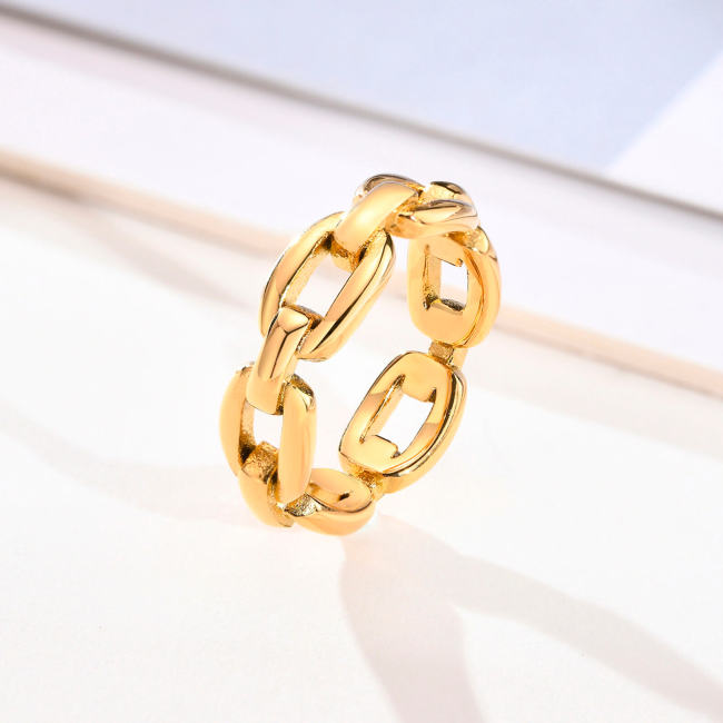 Wholesale Stainless Steel Fashion Chain Link Rings