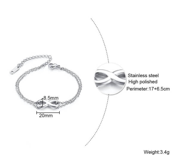 Wholesale Stainless Steel Infinity Double Chain Bracelet