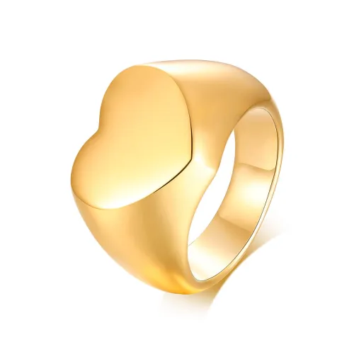 Wholesale Stainless Steel Engravable Heart-shaped Seal Ring