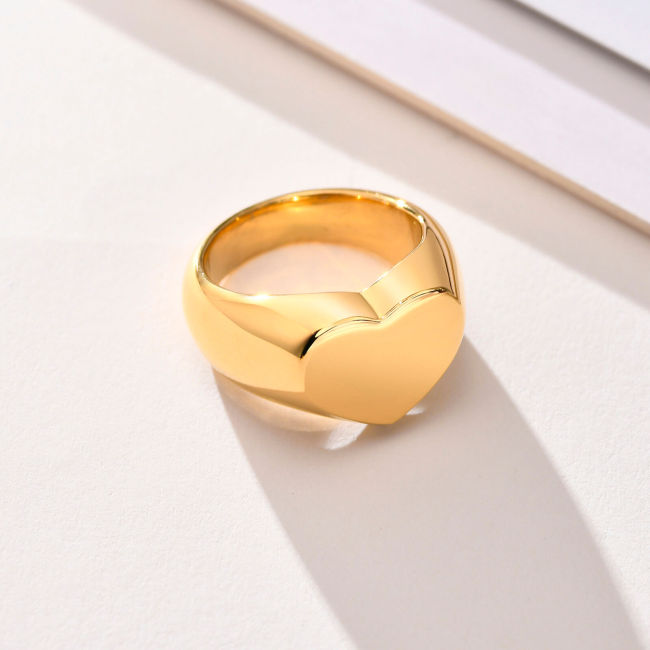 Wholesale Stainless Steel Engravable Heart-shaped Seal Ring