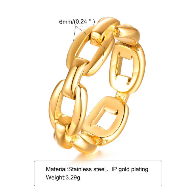 Wholesale Stainless Steel Fashion Chain Link Rings