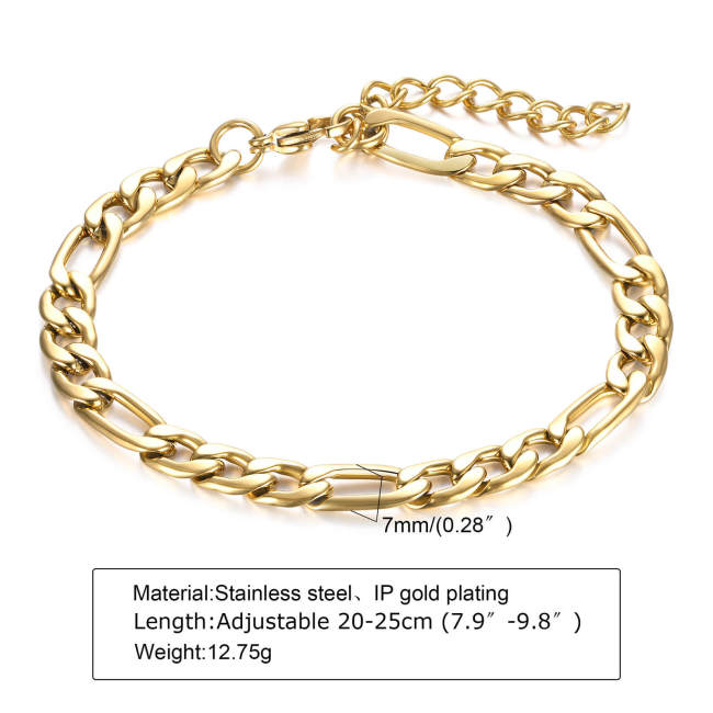 Wholesale Stainless Steel Figaro Chain Bracelet
