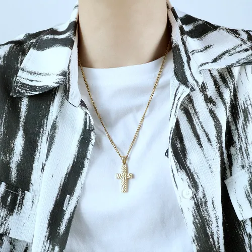 Wholesale Stainless Steel Hammered Cross Pendant