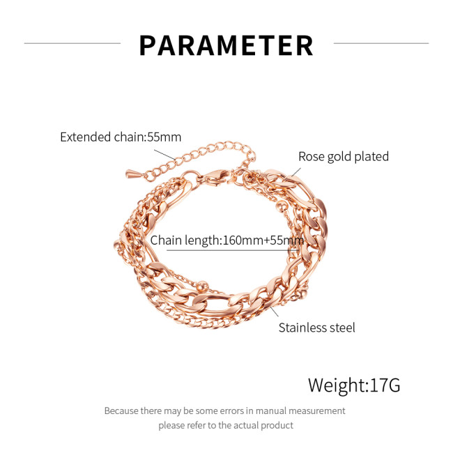 Wholesale Stainless Steel Triple Chain Bracelet
