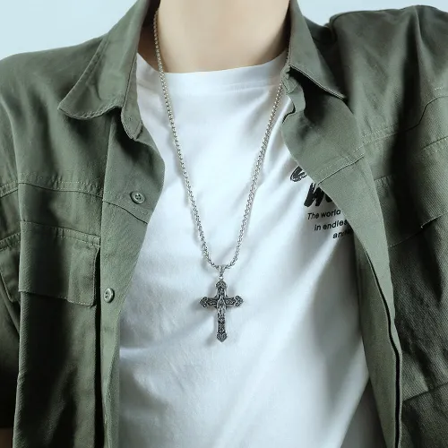 Wholesale Stainless Steel Punk Maria Cross Pendant