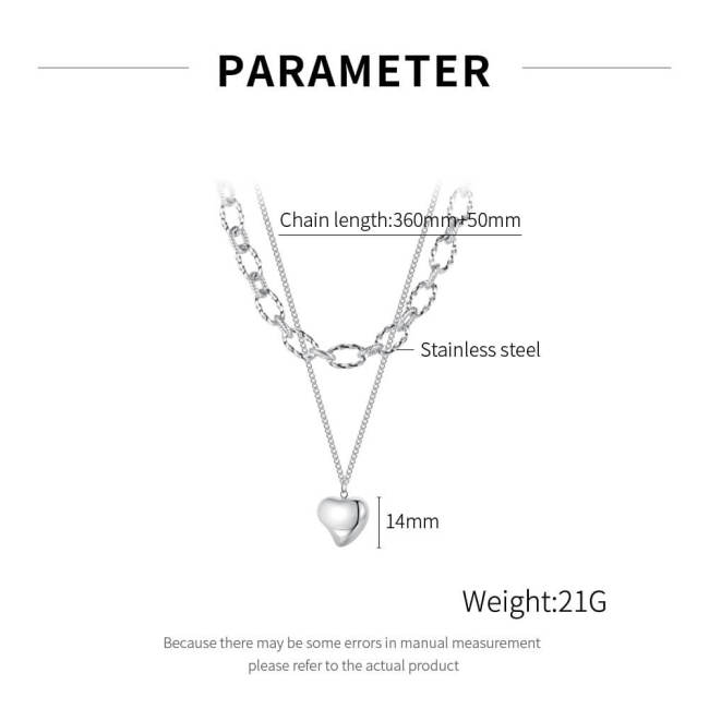 Wholesale Stainless Steel Irregular Heart Pendant Necklace