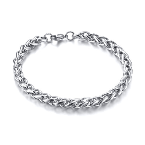 Wholesale Stainless Steel Mens Spiga Wheat Chain Bracelet