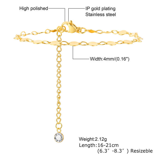 Wholesale Stainless Steel Disc Link Chain Bracelet