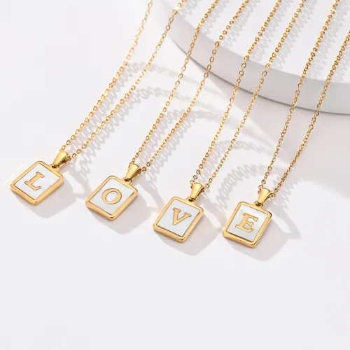 Wholesale Stainless Steel Inlay Shell Intial Pendant
