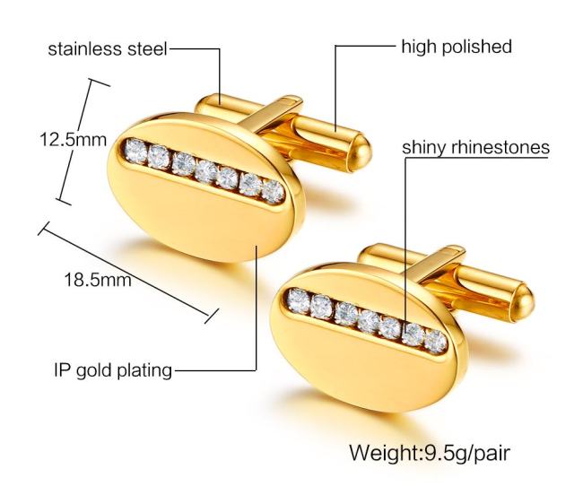 Wholesale Stainless Steel Gold Plated Cufflinks Online
