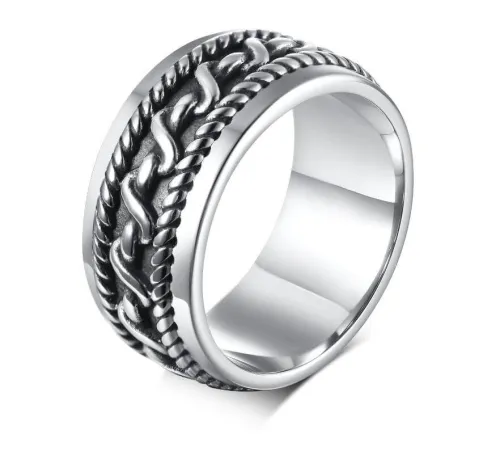 Wholesale Stainless Steel Punk Braided Ring