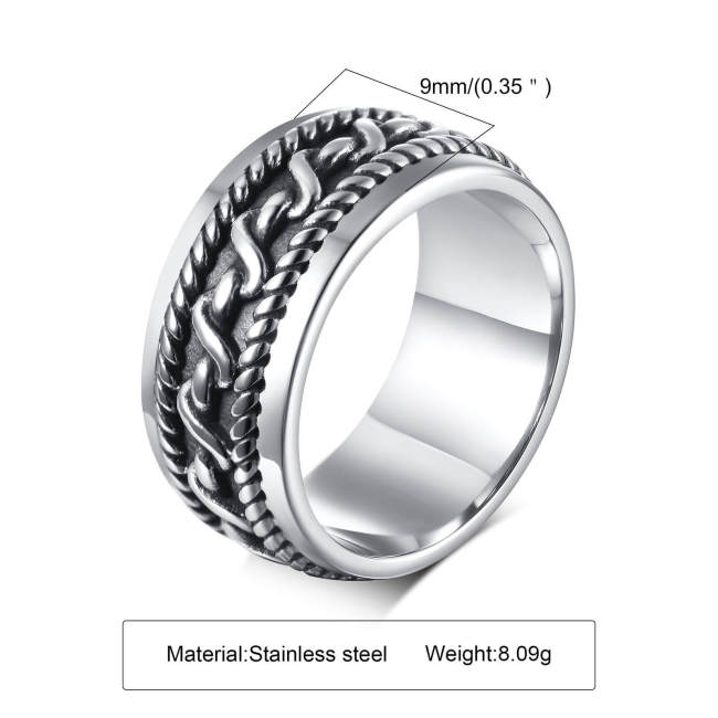 Wholesale Stainless Steel Punk Braided Ring