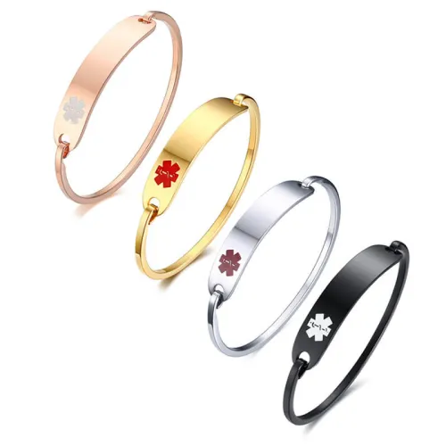 Wholesale Stainless Steel Medical Alert ID Bangle Bracelet