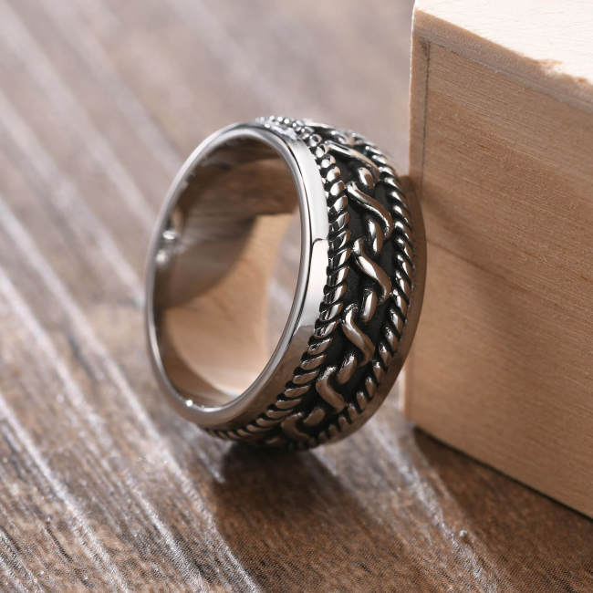 Wholesale Stainless Steel Punk Braided Ring