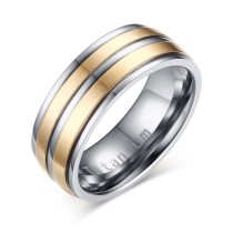 Wholesale Gold Groove Titanium Rings from China