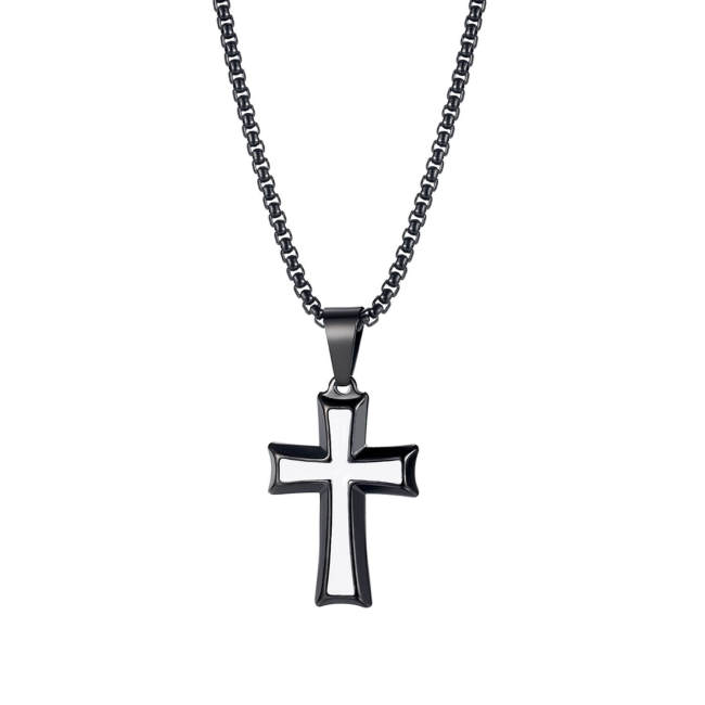 Wholesale Stainless Steel Two-tone Cross Pendant