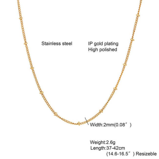Wholesale Stainless Steel Gold Bead Chain Necklace