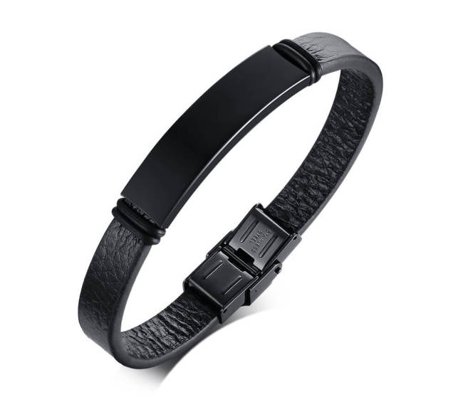 Wholesale Stainless Steel Classic Personalized Leather Bracelet