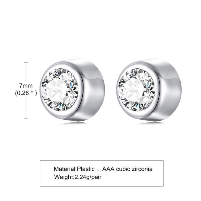 Wholseale Stainless Steel Magnetic Earring Clip With CZ